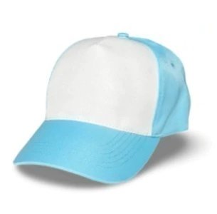 GORRA TELA CELESTE Y BLANCA