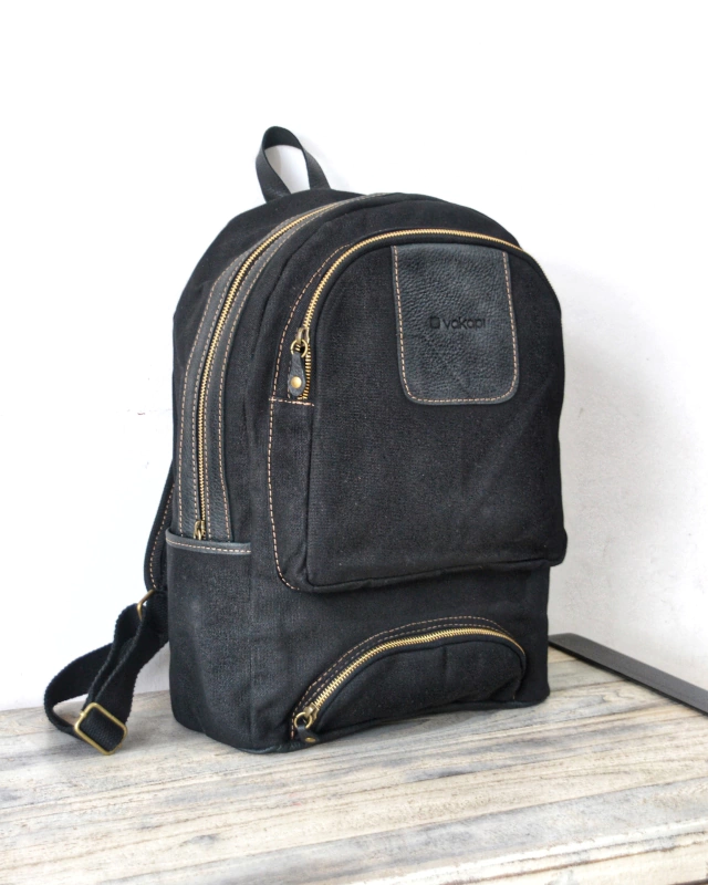 Mochila de lona y cuero, foto 6 de 9