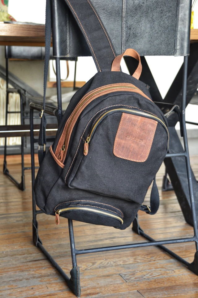 Mochila de lona y cuero, foto 8 de 9