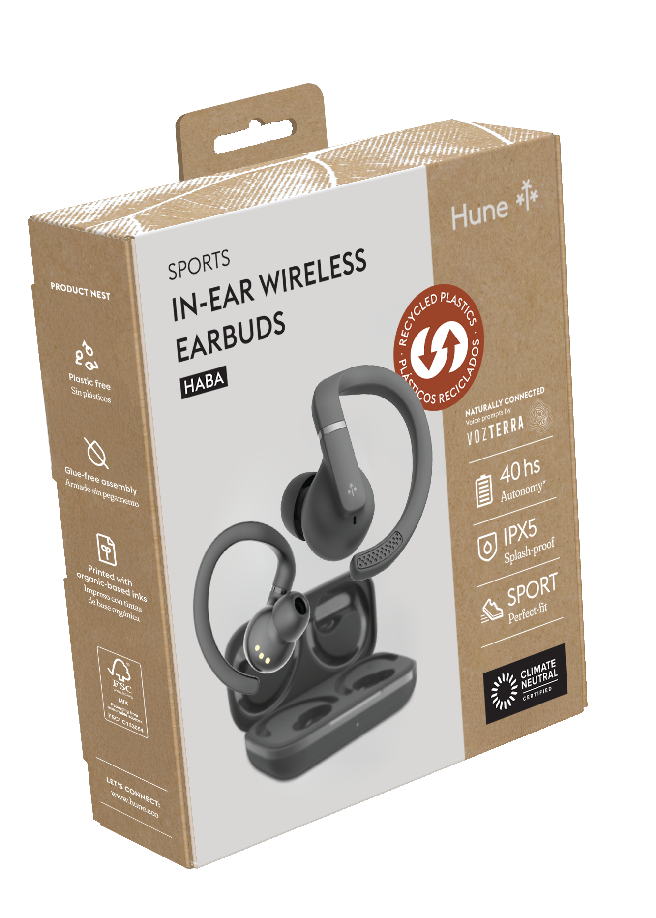 Auriculares Tws Deportivos Running Ipx5 40hs Hune Haba Gris, foto 4 de 4