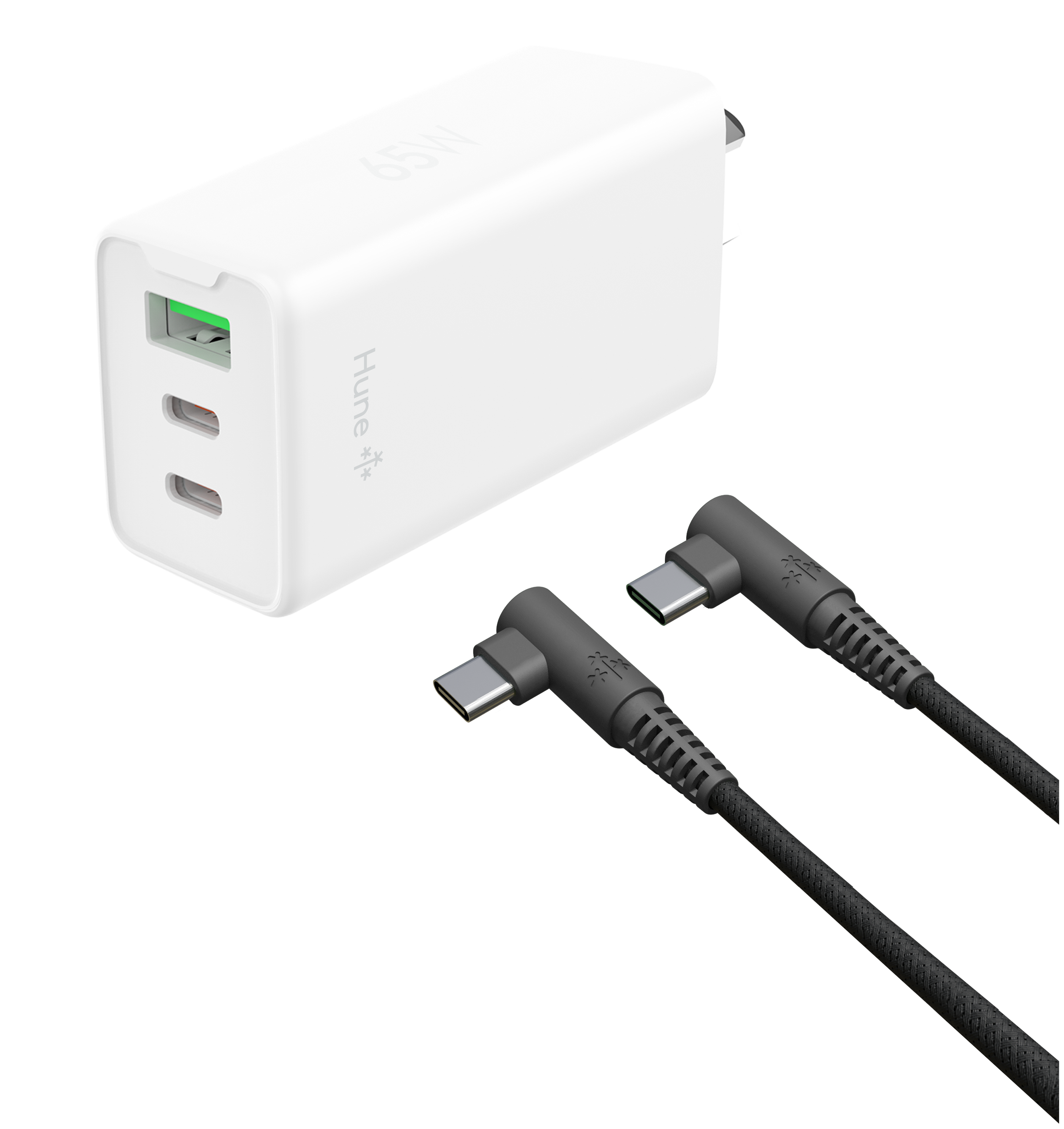 Cargador 65w Hune Nómade Rápido Usb A/c + Cable Tipo C Eco Blanco, foto 1 de 3